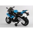 Moto électrique pour enfant BMW S1000RR - Batterie 12V - 2 moteurs - Roues en caoutchouc - Bleu-3