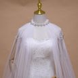 1pc maille Cape de mariage perle gland Tippet longue cape de mariée habillage pour   FLEUR-PLANTE ARTIFICIELLE - FLEUR SECHEE-3