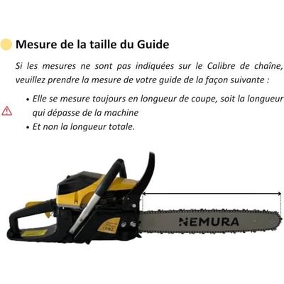 Guide tronçonneuse 45 CM compatible JONSERED type 325 1.5mm 72 Maillons