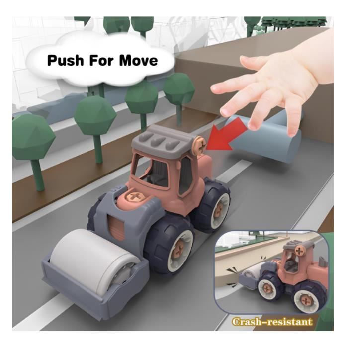 Jouet Véhicules De Construction 4 En 1 à Démonter - Avec Tournevis, Pour Enfants 3-5 Ans, Tracteur Et Bulldozer Jouet Garcon 3 Ans