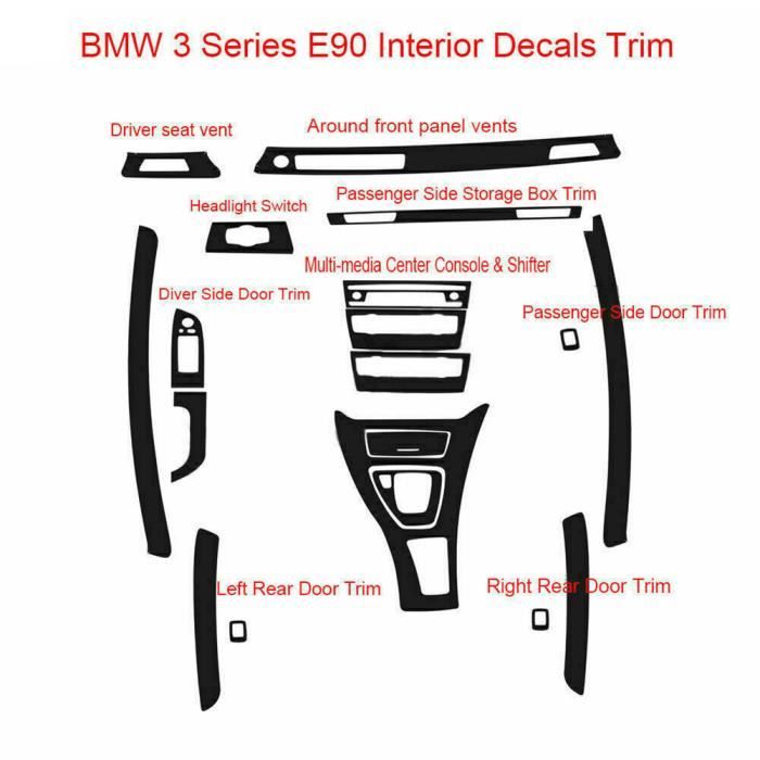 Autocollant Intérieur Carbone 3D Pour BMW X1 E84 2010-2015 – Revêtement Noir Motif Fibre Carbone