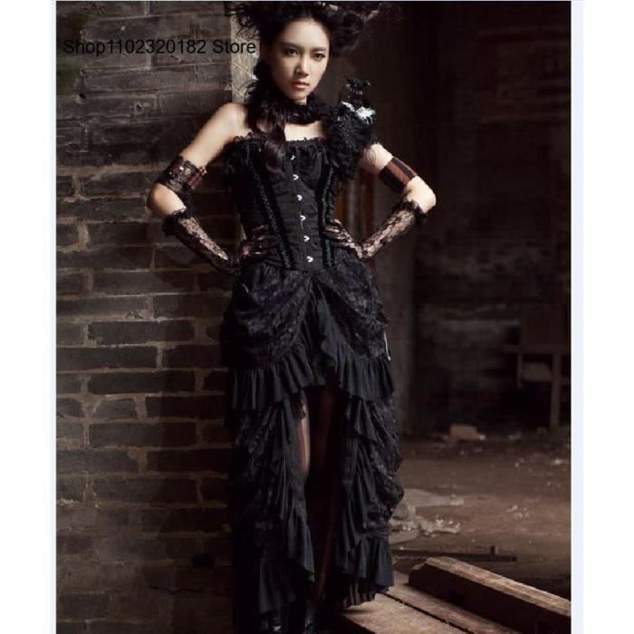 Jupe longue a volants pour femme Style victorien retro gothique steampunk Noir D4149 Blanc Cdiscount Pret a Porter