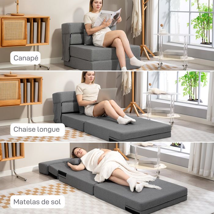 Vesgantti Fauteuil Chauffeuse 1 Place, Canapé Lit Convertible Une