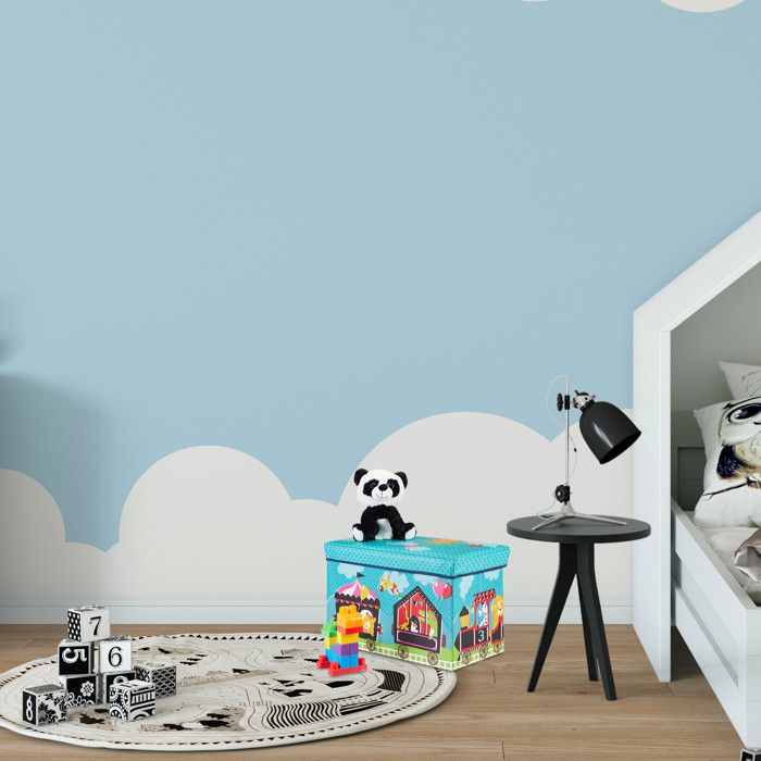 Tabouret Coffre à Jouets Relaxdays - Rangement Pliable 50L, Motif Pirate, Rouge