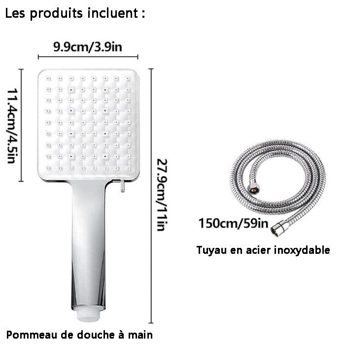 Pomme de douche à main de luxe moderne aspect téléphone intégré pour profiter de la douche à