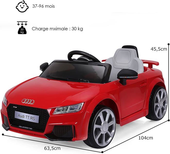 GOPLUS Voiture Electrique pour Enfants Audi TTRS Porteur Enfant avec Klaxon Musique Phare LED 2 Portes avec Telecommande 2.4G Rouge Cdiscount Jeux Jouets
