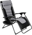 Chaise Longue inclinable,transat Bain de Soleil,fauteuil relax jardin, avec Support de Gobelet,Appuie Tête,Max 140KG,Gris-0