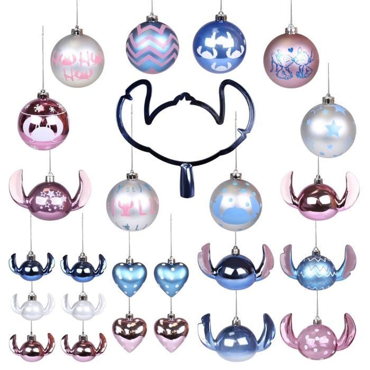 Stitch et Angel Disney Un ensemble de boules de Noël, décorations d