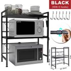 NECHE Support de micro-ondes à 3 Niveaux avec 6 Crochets à Pince Noir Support d'étagère de Cuisine
