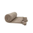 RIDEAUDISCOUNT Fouta, Jeté de Lit, Plaid 100% Coton 120 x 160 cm avec Franges Torsadées Jacquard Motif Chevrons Ton sur Ton Beige Naturel