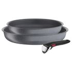 Tefal Ingenio Natural Force Lot 2 poêle 24/28 cm + poignée amovible, Empilable, Revêtement antiadhésif, Induction