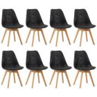 WAFTING Lot de 8 Chaises Scandinave Design,Tissu en faux daim et pieds en hêtre massif pour Salon, Chambre, Cuisine, Bureau, Noir
