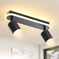 Homefire Plafonnier 2 Spots LED Noir - GU10 + 11W LED orientable 330°moderne 3000K blanc chaud en métal Spots de plafond