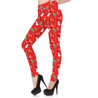 Legging Femme - Rouge - Motifs Bonhomme de Neige - Noël