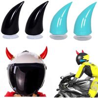 Décoration de Casque de Moto,cornes de diable avec ventouse,pour motocross,décoration de casque tout-terrain(noir et bleu)4pcs