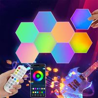 8PCS Panneau LED Hexagone Gaming Murale Lampe, Lampe Intelligente Hexagonale Musique