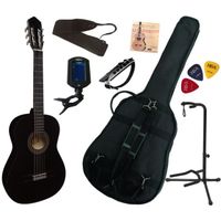 Pack Guitare Classique 4-4 (Adulte) Gaucher Avec 7 Accessoires (noire)