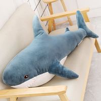 OMABETA Oreiller de requin Oreillers en forme de requin, animaux en peluche doux et moelleux, cadeaux jeux peluche Bleu 80cm