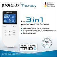 prorelax TENS/EMS TRIO+ | Appareil d'électrostimulation | 3 thérapies avec un seul appareil | 50 programmes au total