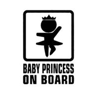 NOIR Sticker Voiture Étanche BABY PRINCESS ON BOARD Décoration Véhicule Fenêtre Autocollant