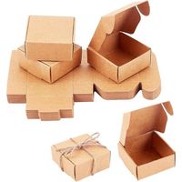 NAROSEBE 50 Boîtes Cadeau Kraft 7x7x7 Cm – Mini Boîtes Carton Marron Avec Corde Chanvre & Étiquette, Idéal Mariage Anniversaire Noël Bonbons