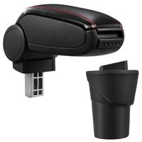 Pro.tec] Accoudoir Central Pour Volkswagen Up - Avec Compartiment Rembourr Cuir Synthtique Noir Avec Des Coutures Rouges 2819129