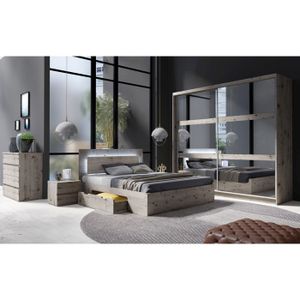 Ensemble de chambre à coucher Arbor 6 pièces bois de grève blanc av... - Brick
