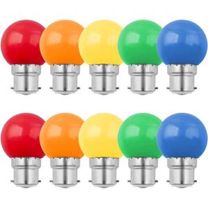AMPOULE - LED Lot de 10 Ampoule Couleur LED B22 1W, Ampoule à Baïonnette Colorées, Équivalent Incandescence 10W, Ampoule G45 Mini Globe, A200