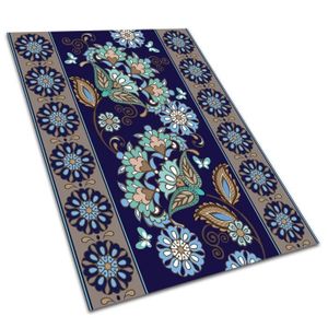 TAPIS D’EXTÉRIEUR Tapis d'extérieur en vinyle Decormat 120x180cm - Décoration de fleurs - Bleu