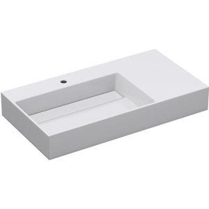 LAVABO - VASQUE Vasque de salle de bains - Mai & Mai - Lavabo suspendu blanc avec rangement - Rectangulaire - Résine