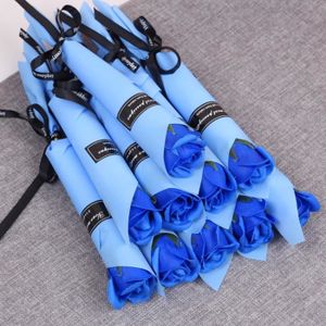FLEUR ARTIFICIELLE 5pcs - Bleu - Bouquet de roses artificielles en sa