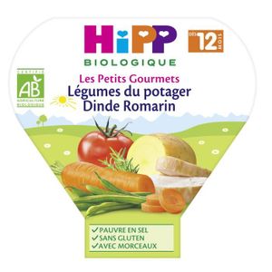 PLATS CUISINÉS Hipp Bio Les Petits Gourmets Assiette Légumes du Potager Dinde Romarin +12m 230g