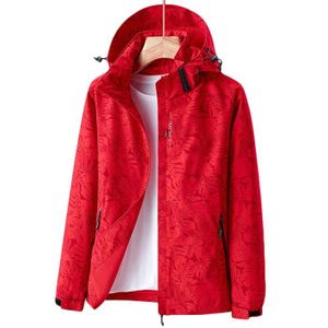 SOFTSHELL DE SPORT Veste de Ski Femme Softshell Camouflage Léger avec Capuche Coupe-vent - Rouge