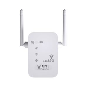 REPETEUR DE SIGNAL Repeteur de signal,Répéteur WiFi sans fil longue portée pour touristes,2.4G,5G,1200Mbps,antenne,routeur Signal- White[C3492]