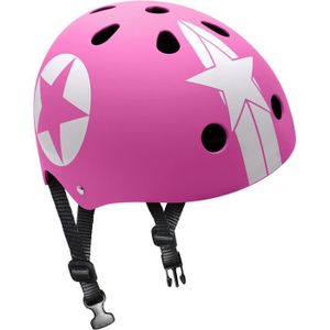 CASQUE DE VÉLO STAMP Casque Skate Pink Star avec Molette d'Ajustement - Taille 54-60 cm