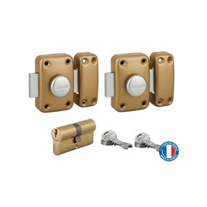 Paire de verrous de porte /à bouton Cylindre 45 mm Double verrou sentrouvrant avec 4 cl/és uniques Bricard