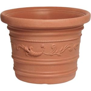 JARDINIÈRE - BAC A FLEUR Pot de fleurs en résine ronde en terre cuite - TRAHOO - 50cm de diamètre - 44 litres