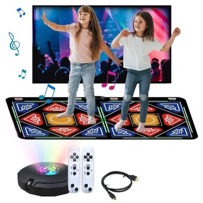 Double Tapis de Danse pour Enfants,Tapis de Danse électronique Lumineux avec 100 Musiques+65 Jeux,avec Contrôleur sans Fil, Antidérapant, Cadeau d'anniversaire pour Garçons Filles de 3 4 5 6 7 8