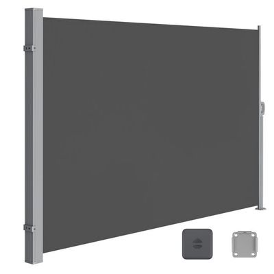 SONGMICS Store Banette Latéral 200x400 Cm Anthracite - Brise-Vue Extensible Aluminium Balcon Terrasse