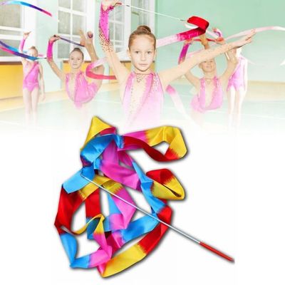 2pcs 2m Coloré Gymnastique Rythmique Ruban Danse Gymnastique Ruban Danse  Streamers Pour Enfants Enfants (bleu)