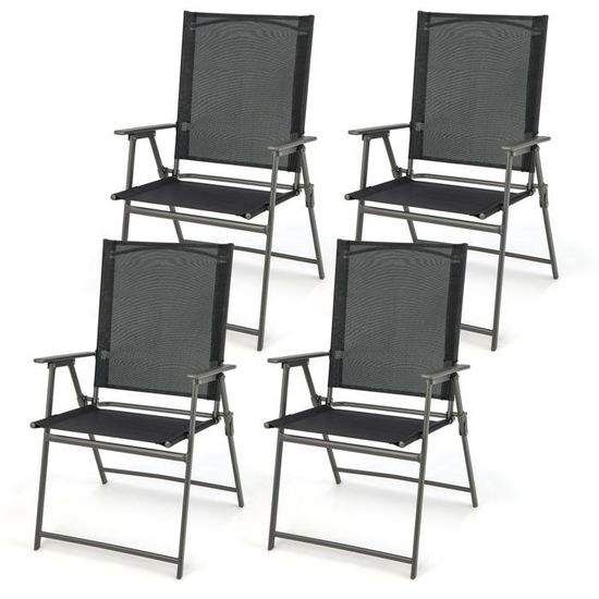 GOPLUS Lot De 2 Chaises De Jardin Textilène Respirant - Dossier Haut, Charge 150KG, Empilables (Café)