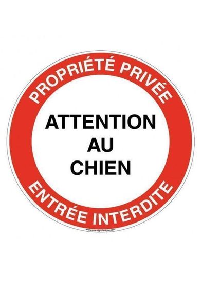 Panneau Autocollant "Attention Au Chien" Akita Américain, Résiste Pluie Soleil Gel