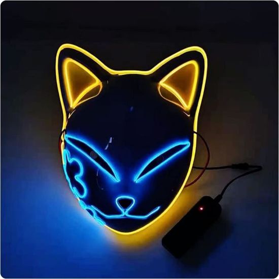 Masque Halloween Démon LED - Effets Lumineux 3 Modes - Taille Unique Ajustable - Pour Cosplay, Fête, Carnaval