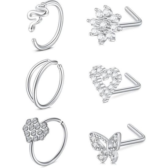 Morfetto 19Pcs Piercing Nez Or Argent Acier Chirurgical Pour Femmes