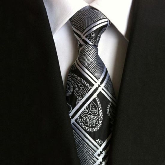 CRAVATE Homme - Cravate business en tissu jacquard fashion style 22 - noir NS™