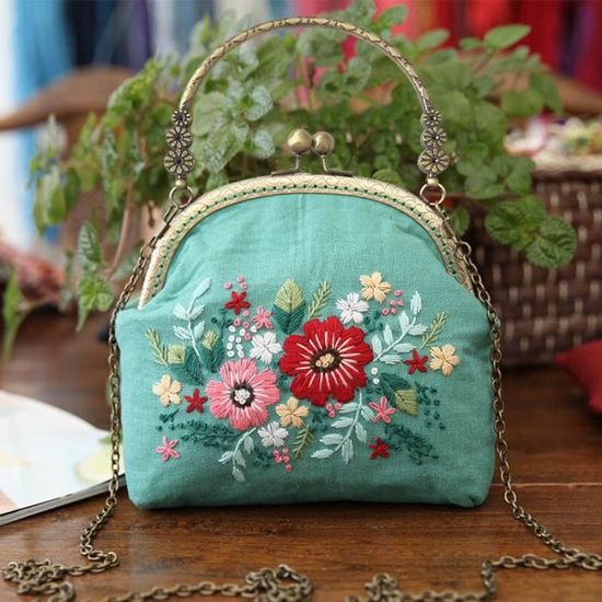 Support a broder Kit de broderie sac a main Portable sac a main sac a main sac a main bricolage pour debutant unfinished kit P Cdiscount Bagagerie Maroquinerie