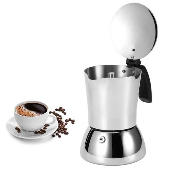 FLORINA Cafetière Italienne (150 ml) I 6 Tasses I Machine a Cafe Italienne GRANDE I Cafetière en Aluminium pour Préparation d'Espresso Italien I Convient à tous les Types de Cuisinières, Induction