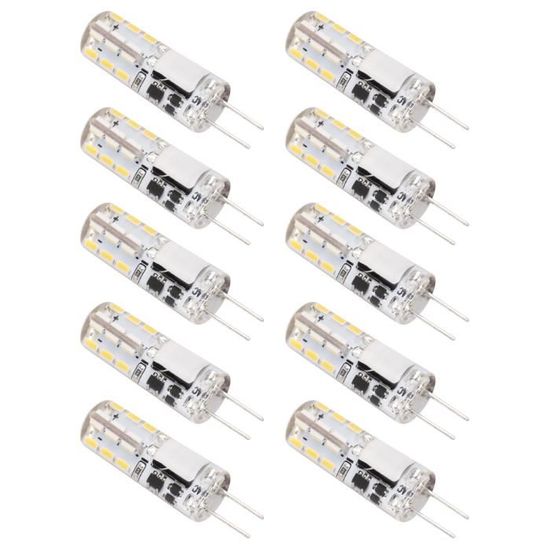 Sonew Ampoule à LED 10pcs Ampoules LED G4 Source de Lumière à Deux Broches 24LED 1,2W pour Maison Plafonnier Applique 12V