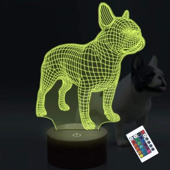 Veilleuse Chien 3D LED - Lampe Tactile 7 Couleurs Changeantes, Alimentation USB - Décoration Chambre Enfant, Cadeau Anniversaire Ou Noël - 9