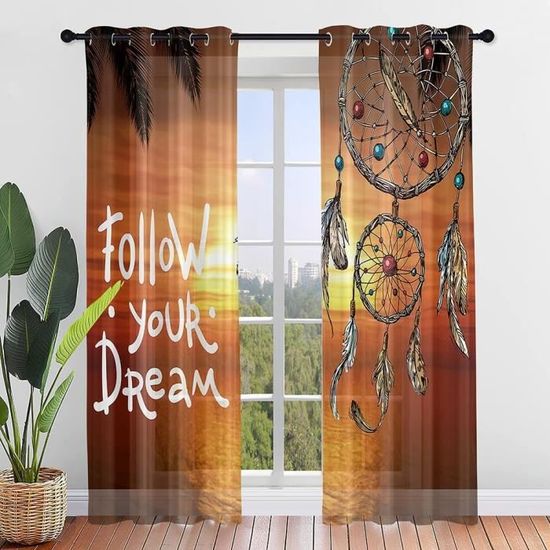 Lot De 2 Rideaux Voilages à œillets - Tulle Semi-transparent - Décoration Fenêtre Chambre/salon - 140x213cm Violet